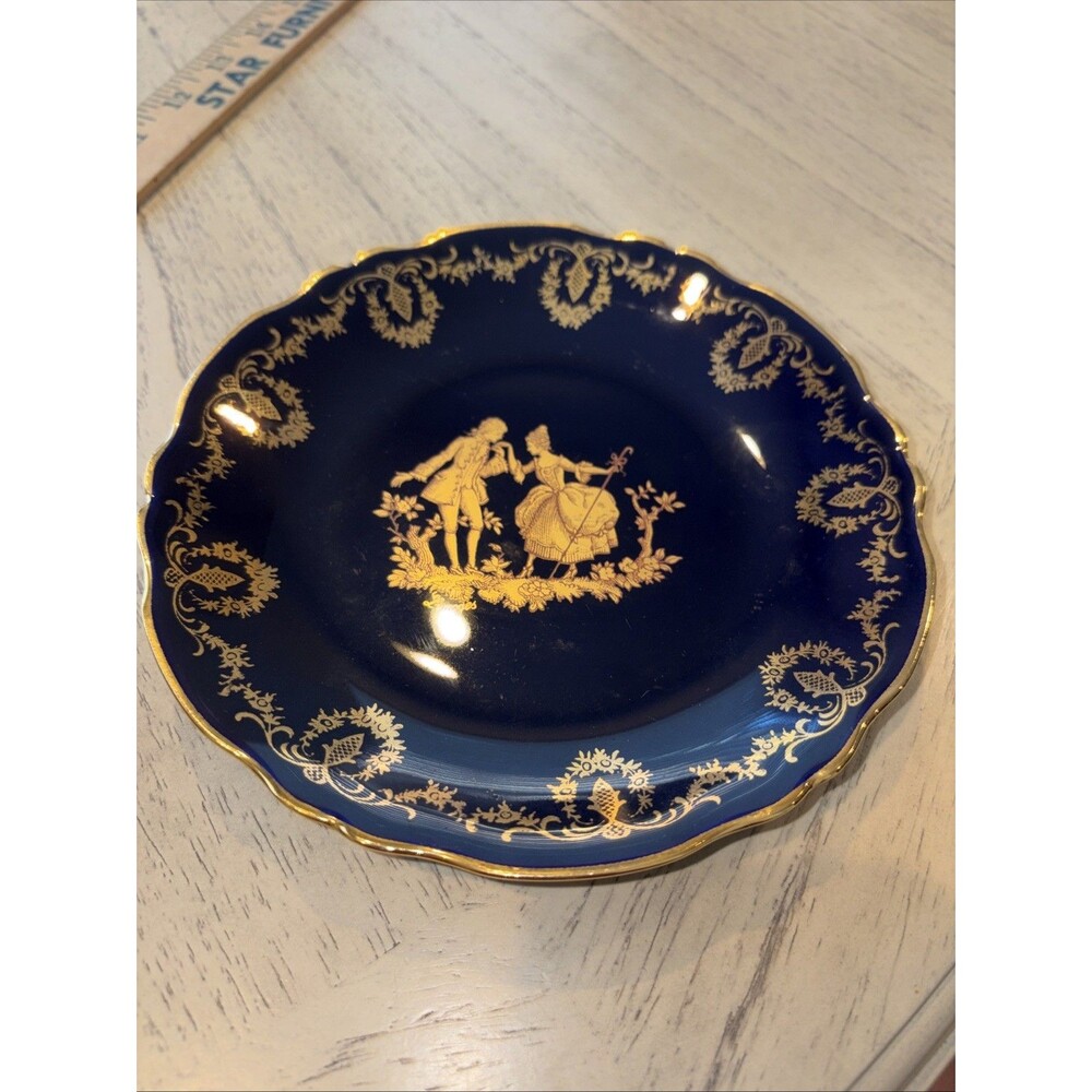 Imperia Limoges 22K Gold & Cobalt Blue Mini Plate